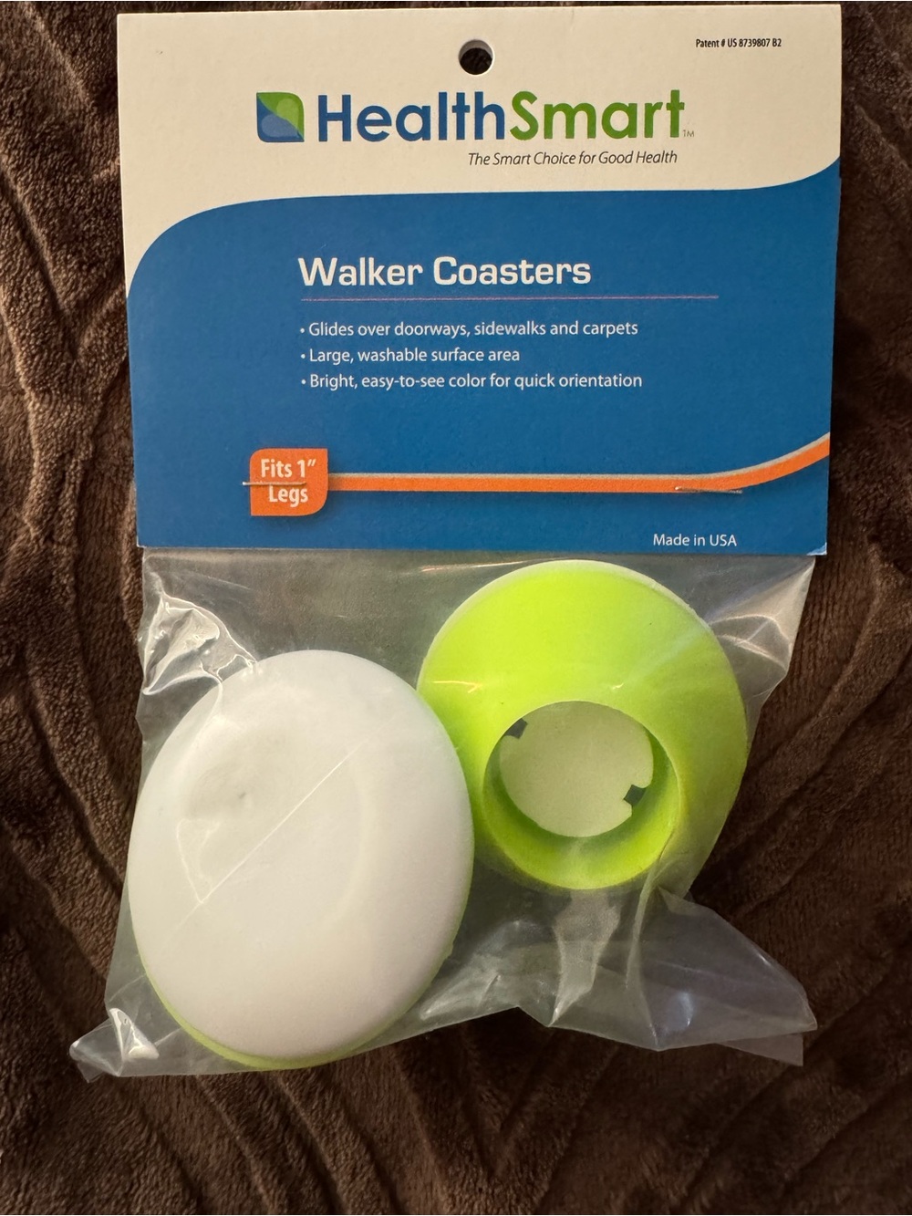 Health Smart Walker Coasters - White & Lime Green